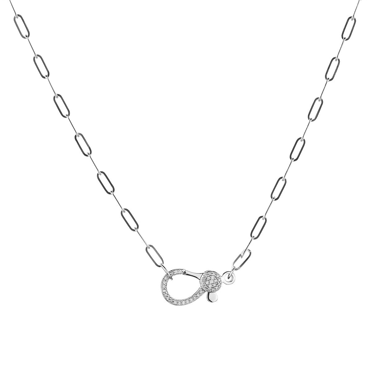 DIAMOND CLASP ON PAPERCLIP CHAIN