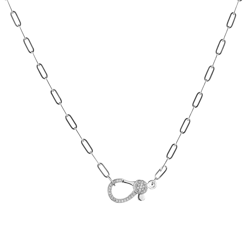 DIAMOND CLASP ON PAPERCLIP CHAIN