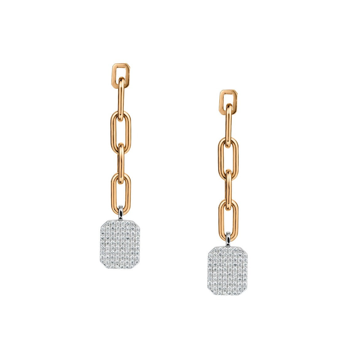 DIAMOND DROP CHAIN LINK EARRINGS