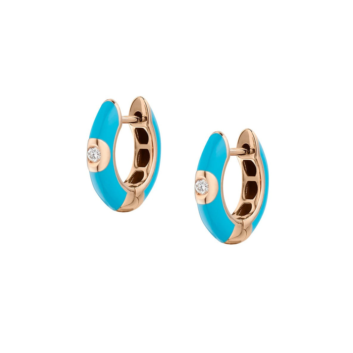 ENAMEL & DIAMOND HUGGIE EARRINGS