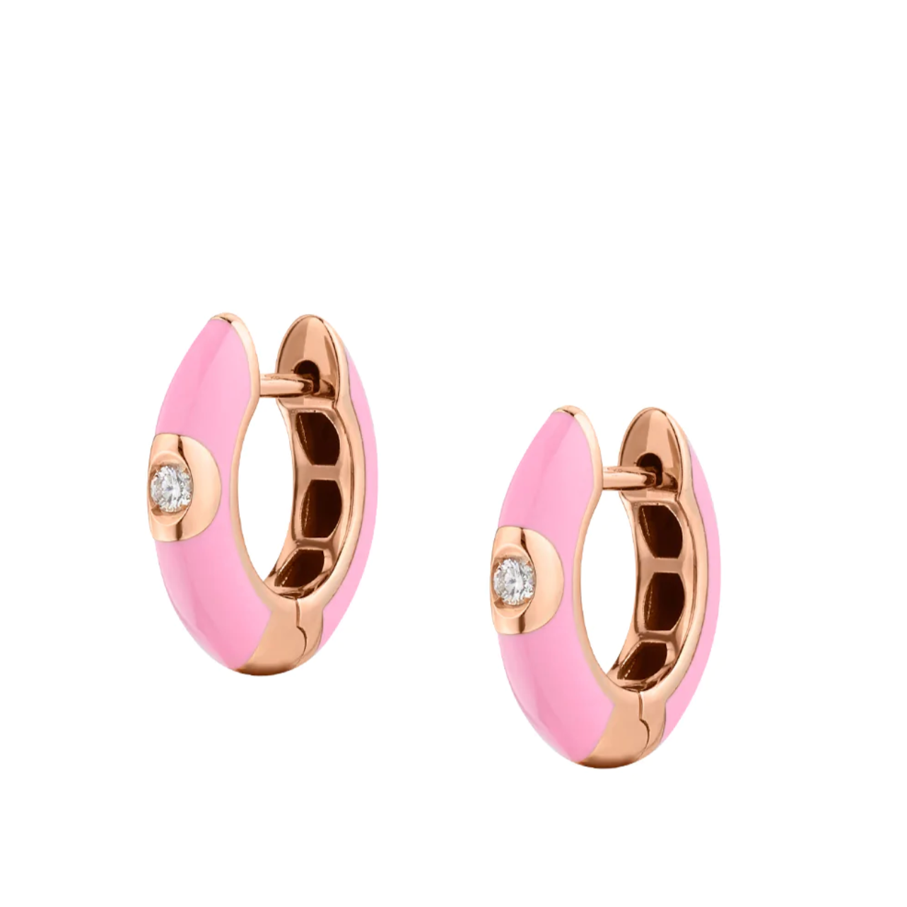 ENAMEL & DIAMOND HUGGIE EARRINGS