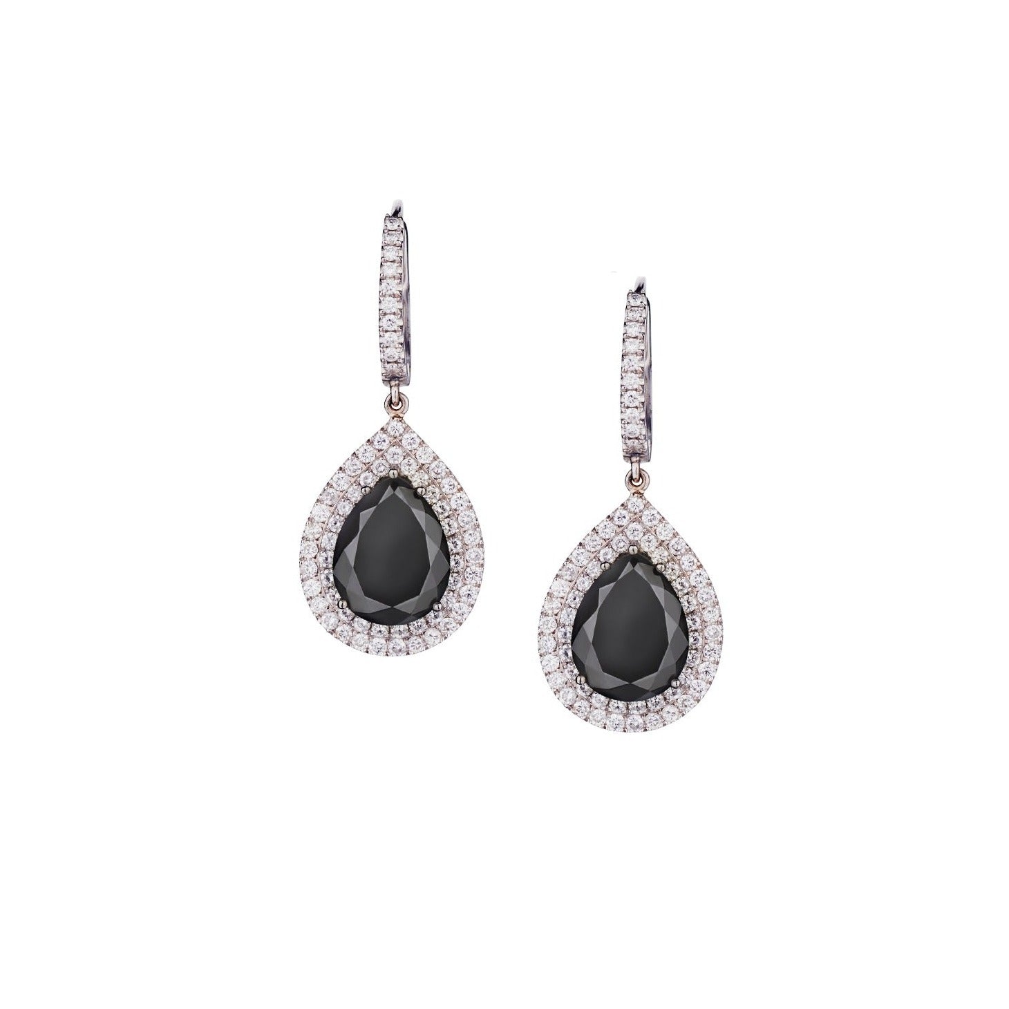 BLACK & WHITE DIAMOND TEARDROP EARRINGS