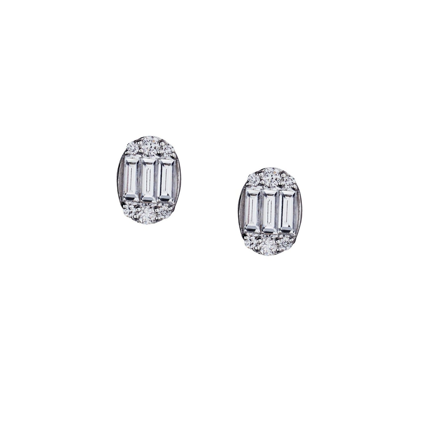 BAGUETTE & DIAMOND OVAL STUDS