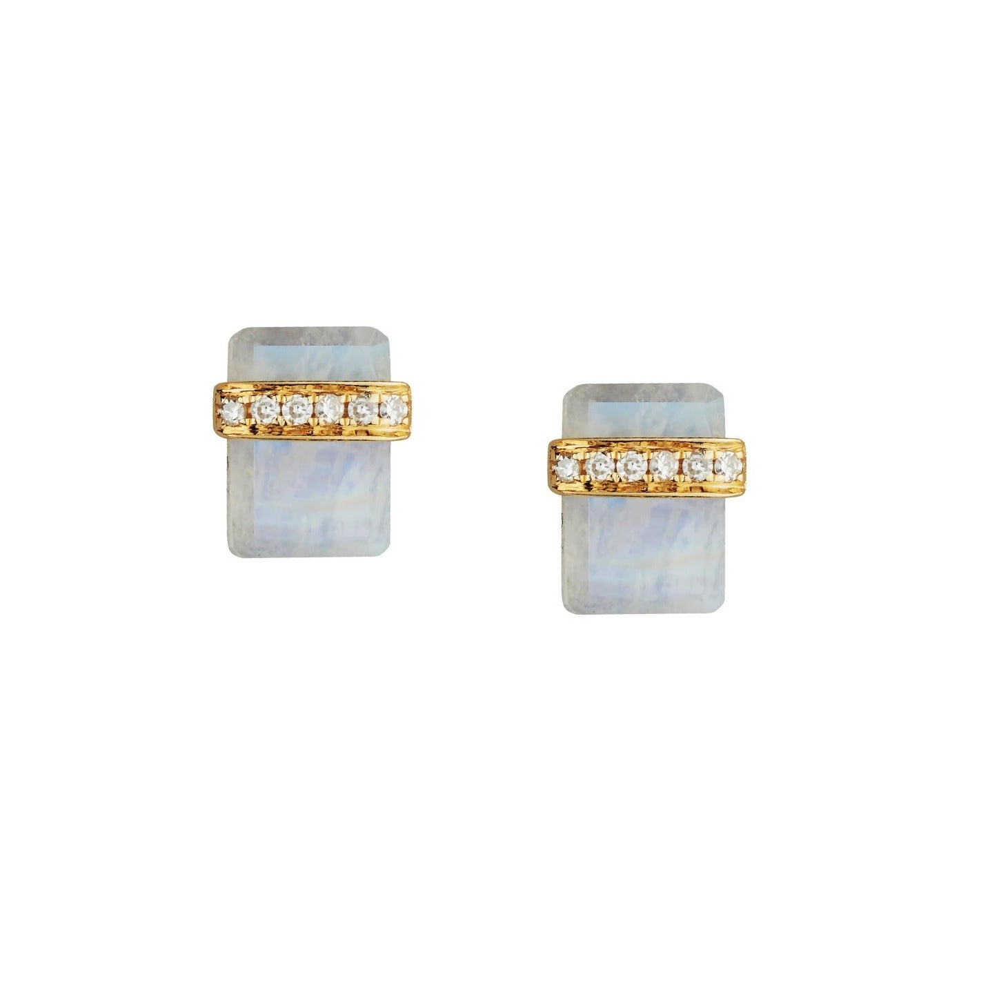 RAINBOW MOONSTONE & DIAMOND WRAP STUDS