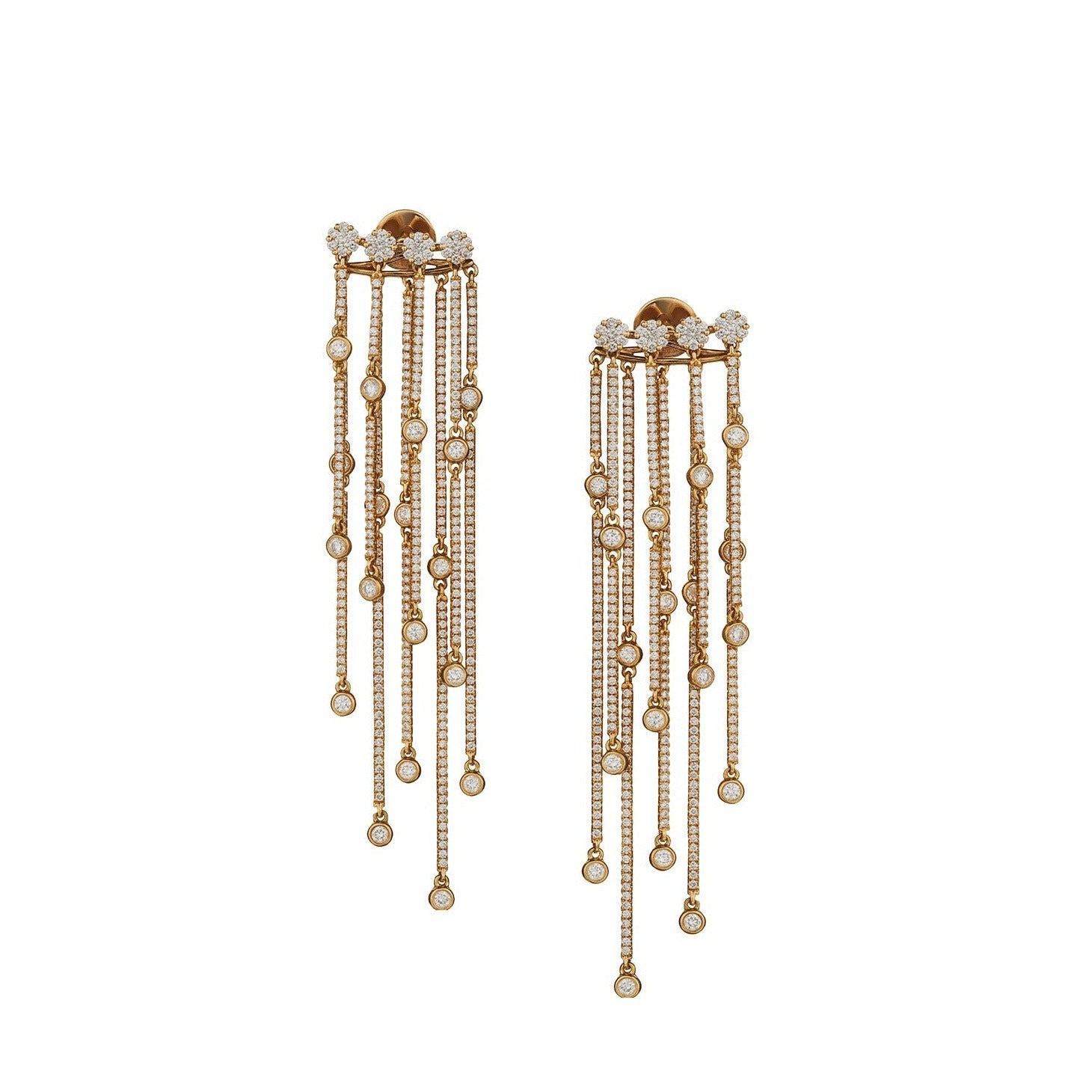 DIAMOND DOUBLE FRINGE DROP EARRINGS