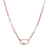 PAPERCLIP CHAIN WITH PAVÉ DIAMOND CARABINER