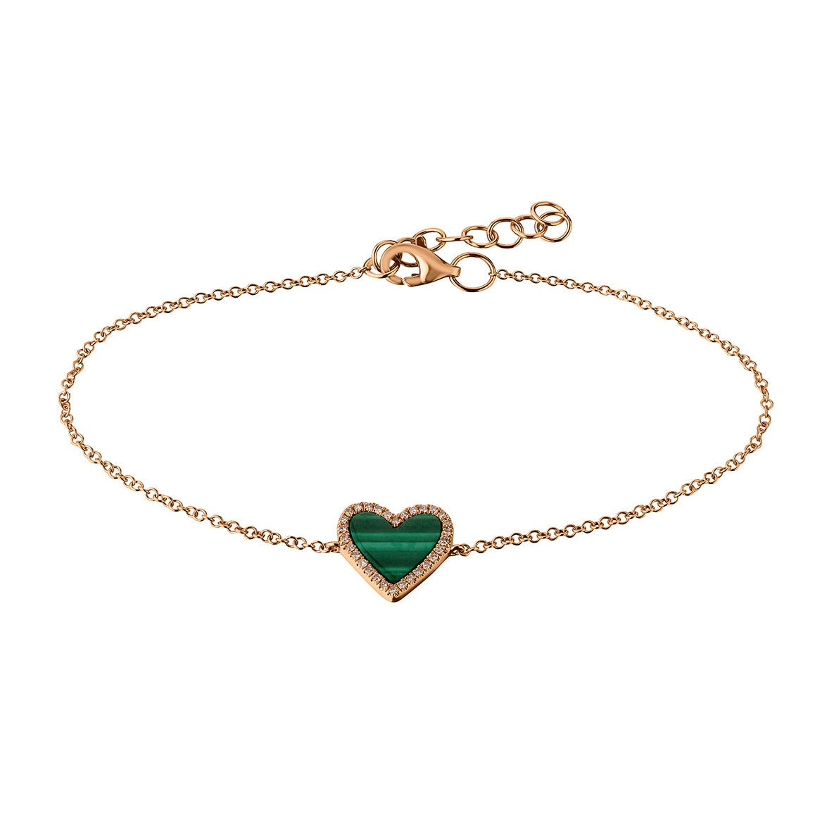 MALACHITE & DIAMOND HEART BRACELET