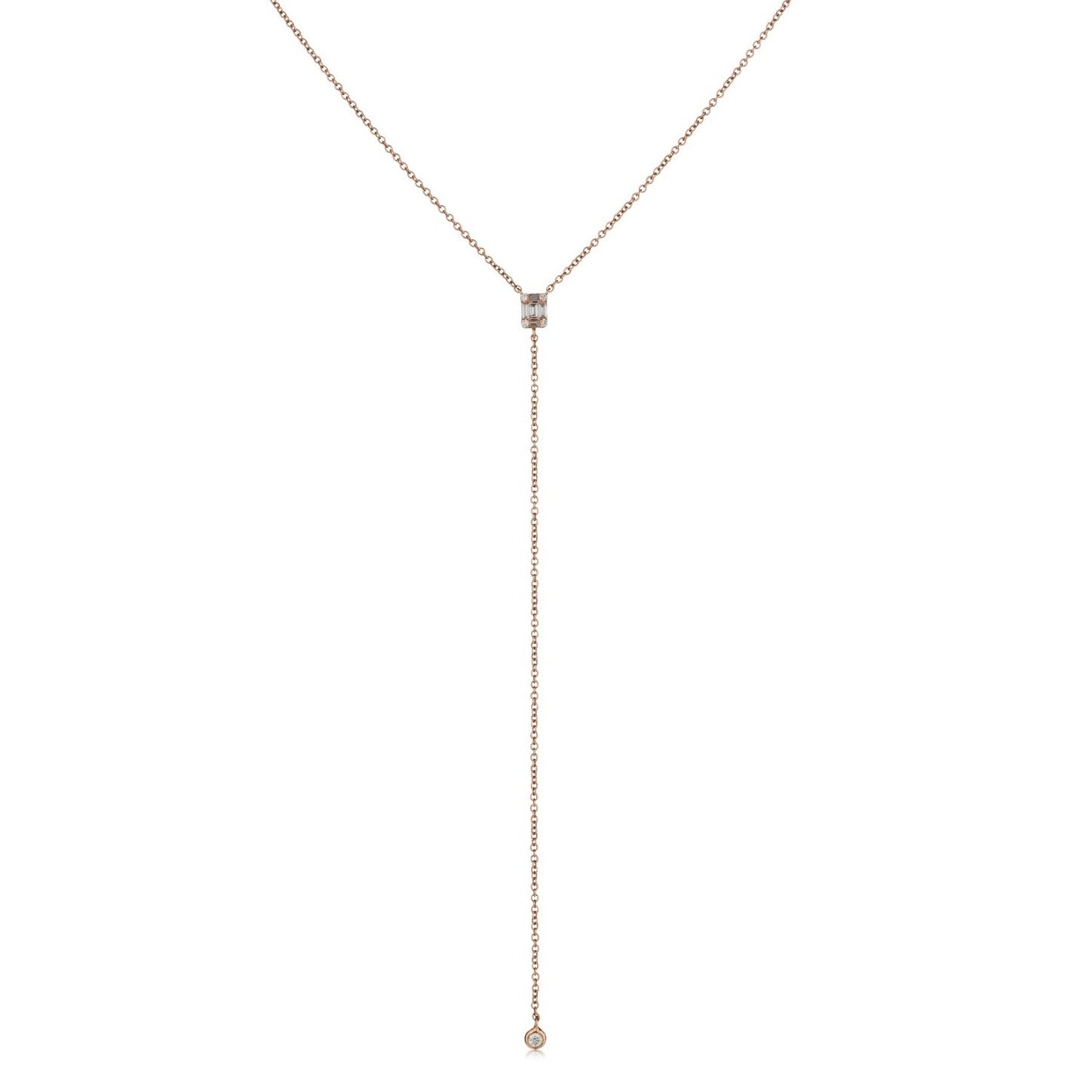 BAGUETTE DIAMOND LARIAT WITH DIAMOND BEZEL