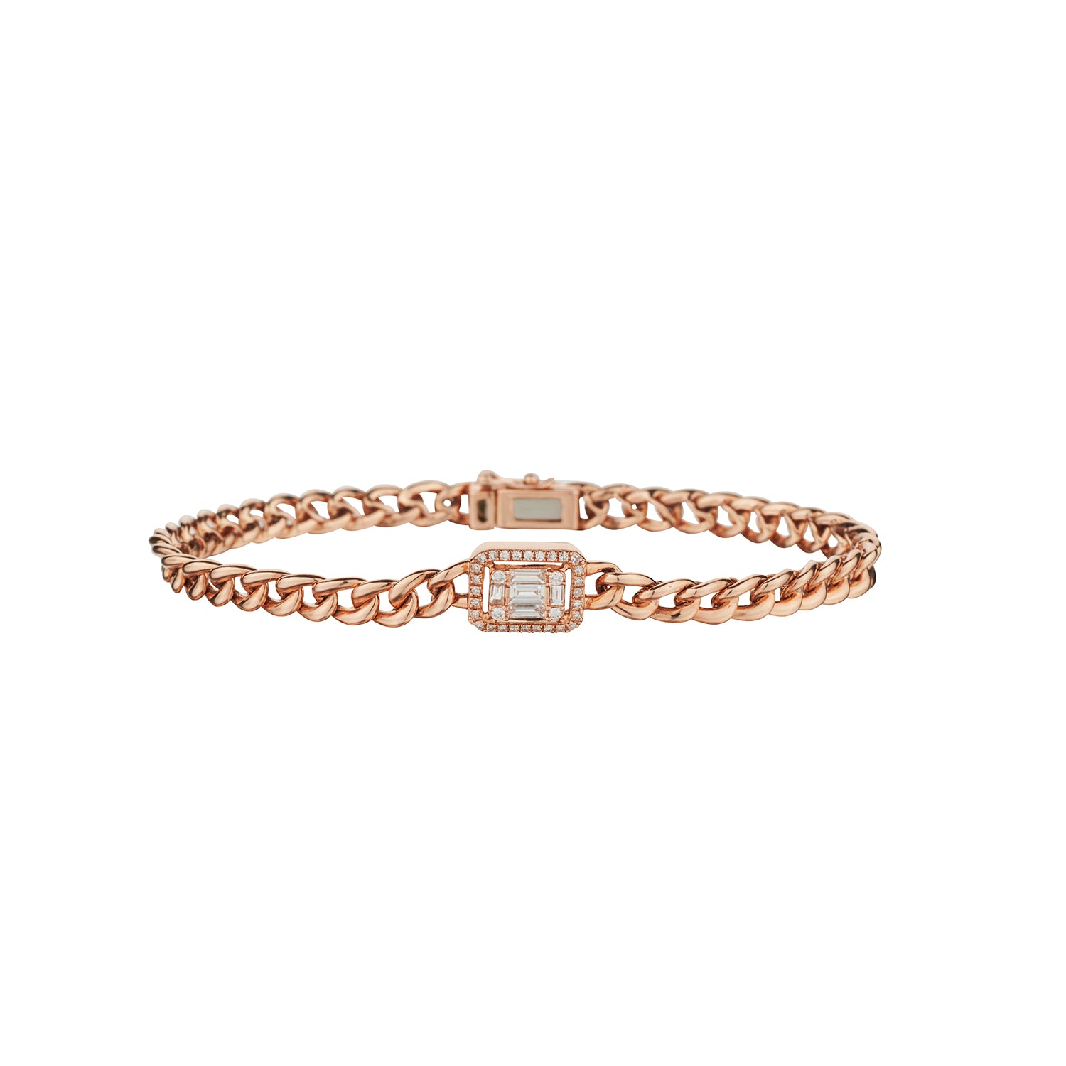 BAGUETTE DIAMOND CURB LINK STYLE BRACELET