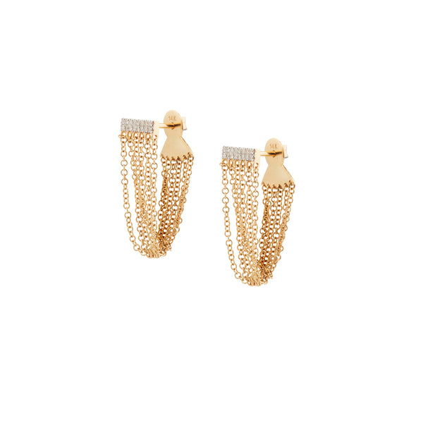 DIAMOND BAR MULTI CHAIN EARRINGS