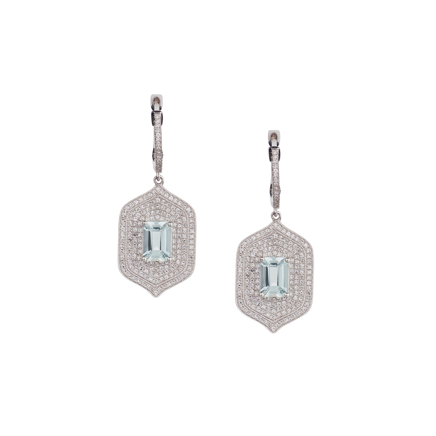 AQUAMARINE & DIAMOND DROP EARRINGS