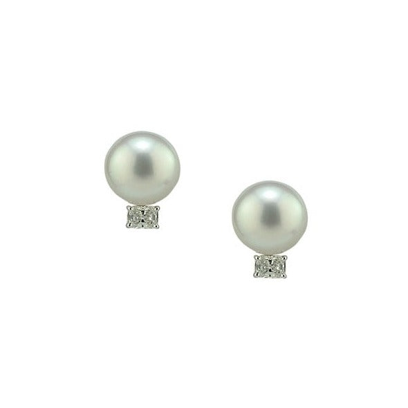 PEARL & DIAMOND STUD EARRINGS